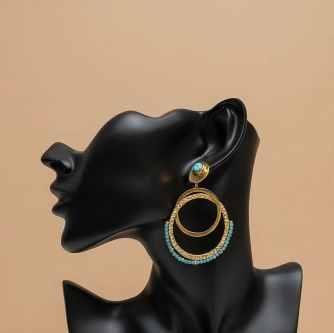 Turquoise Halo Hoops