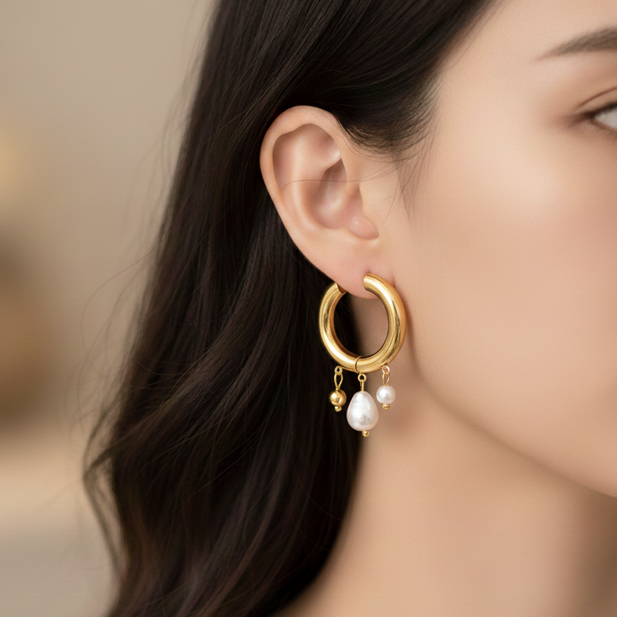 Luna Pearl Hoops