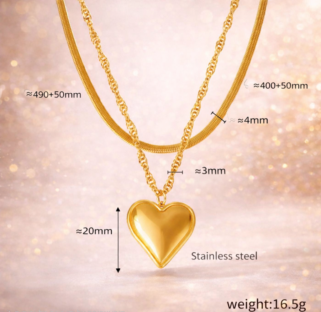 Golden Heart Layered Necklace