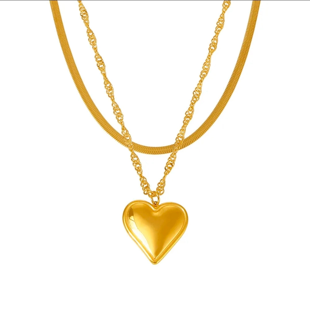 Golden Heart Layered Necklace