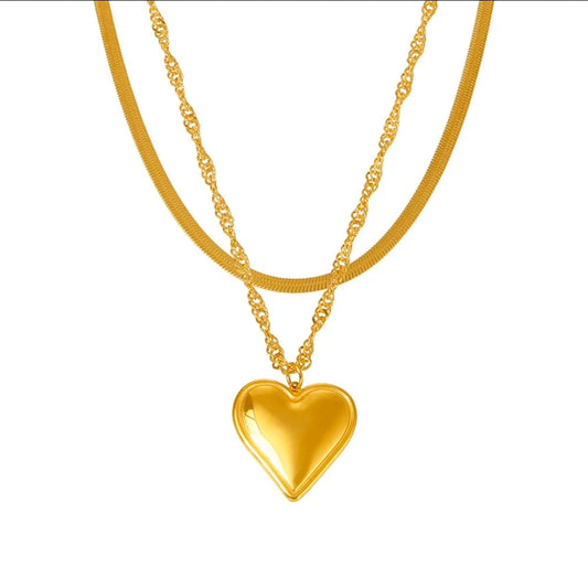 Golden Heart Layered Necklace