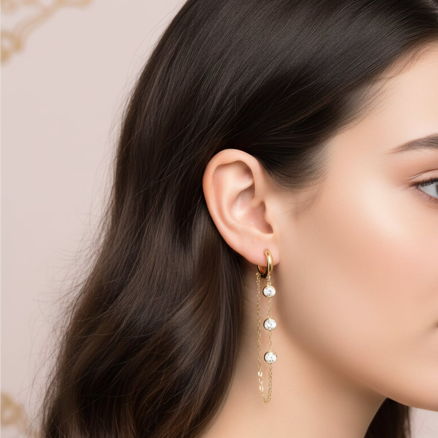 Crystal Chain Hoops