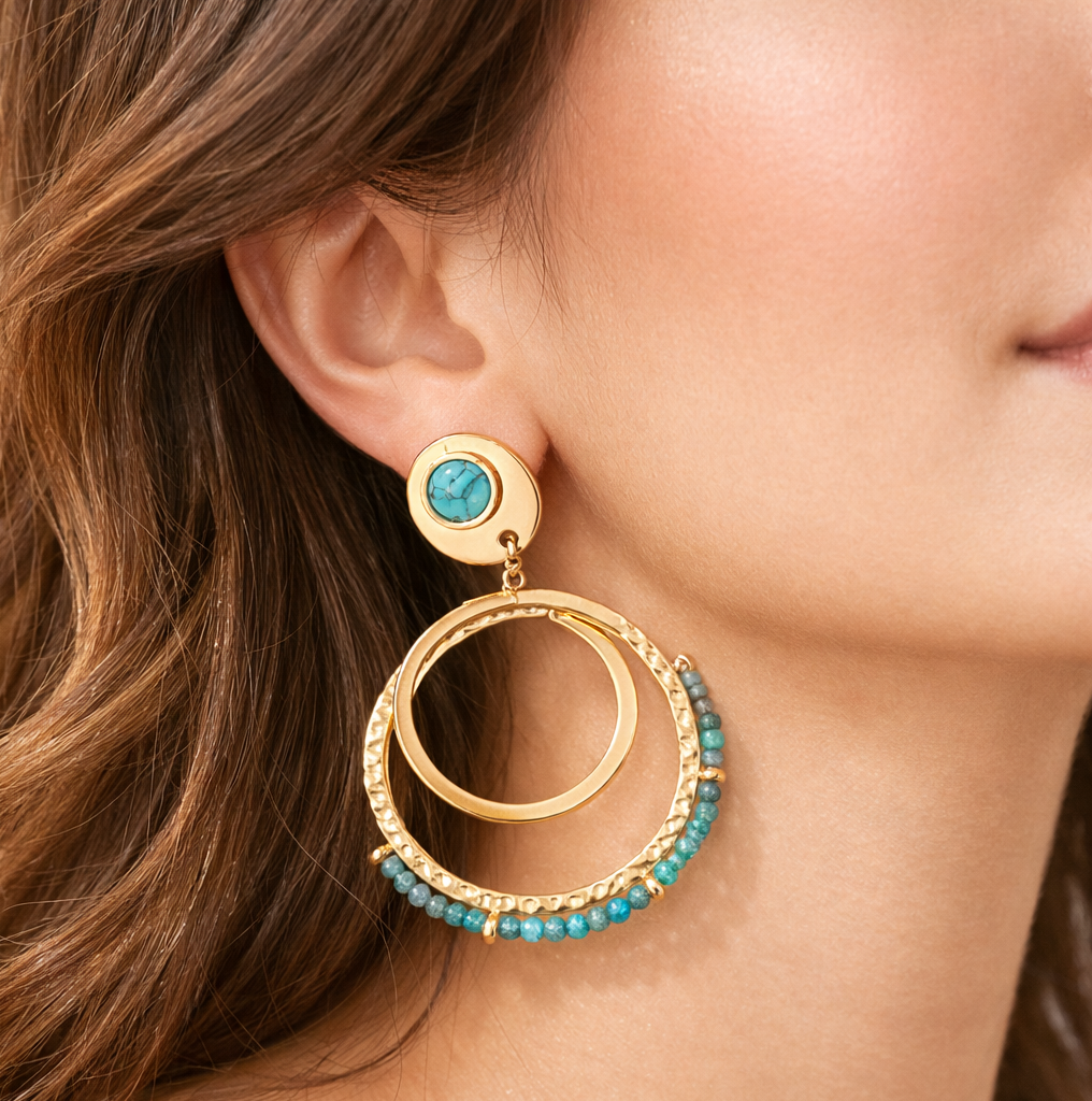 Turquoise Halo Hoops