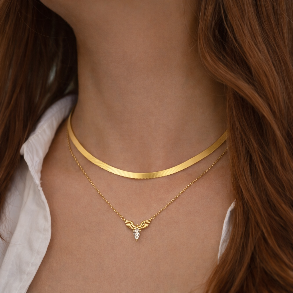 Angel Wings Drop Necklace