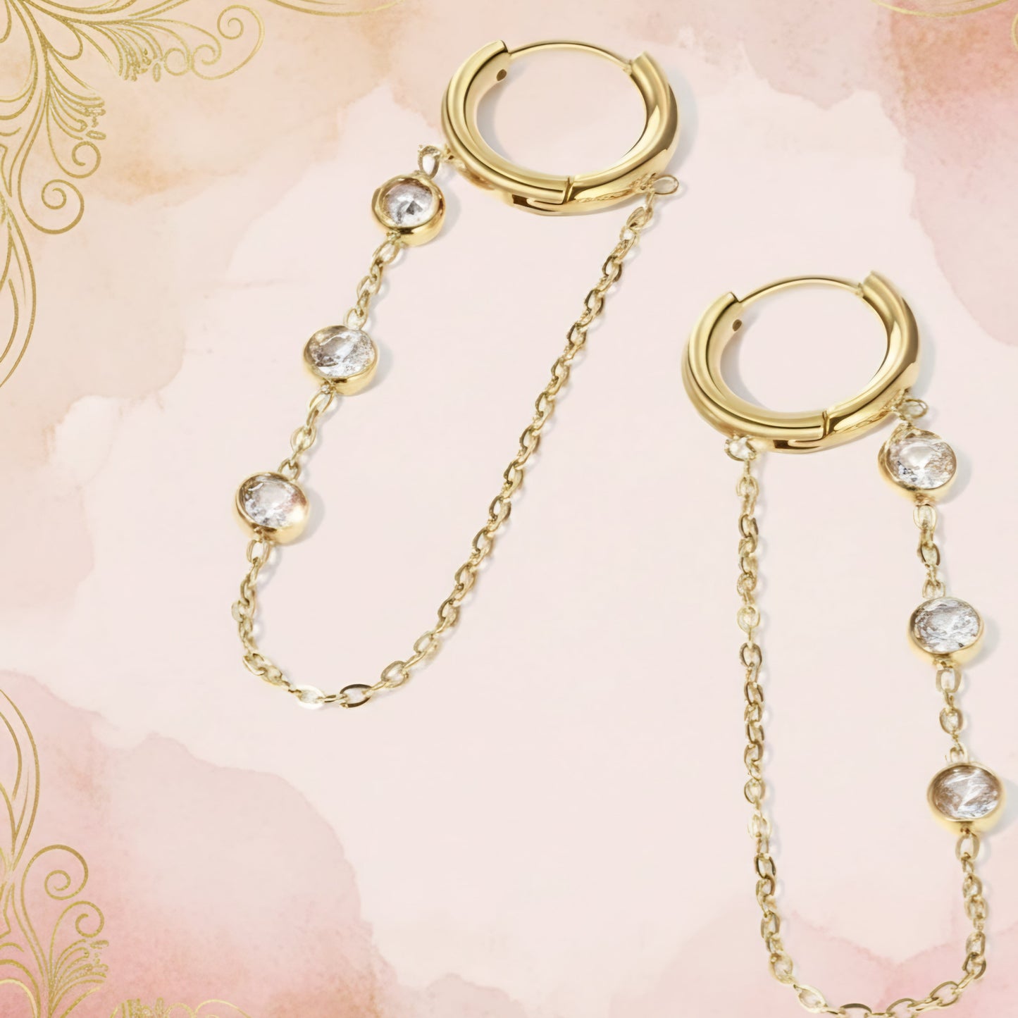 Crystal Chain Hoops