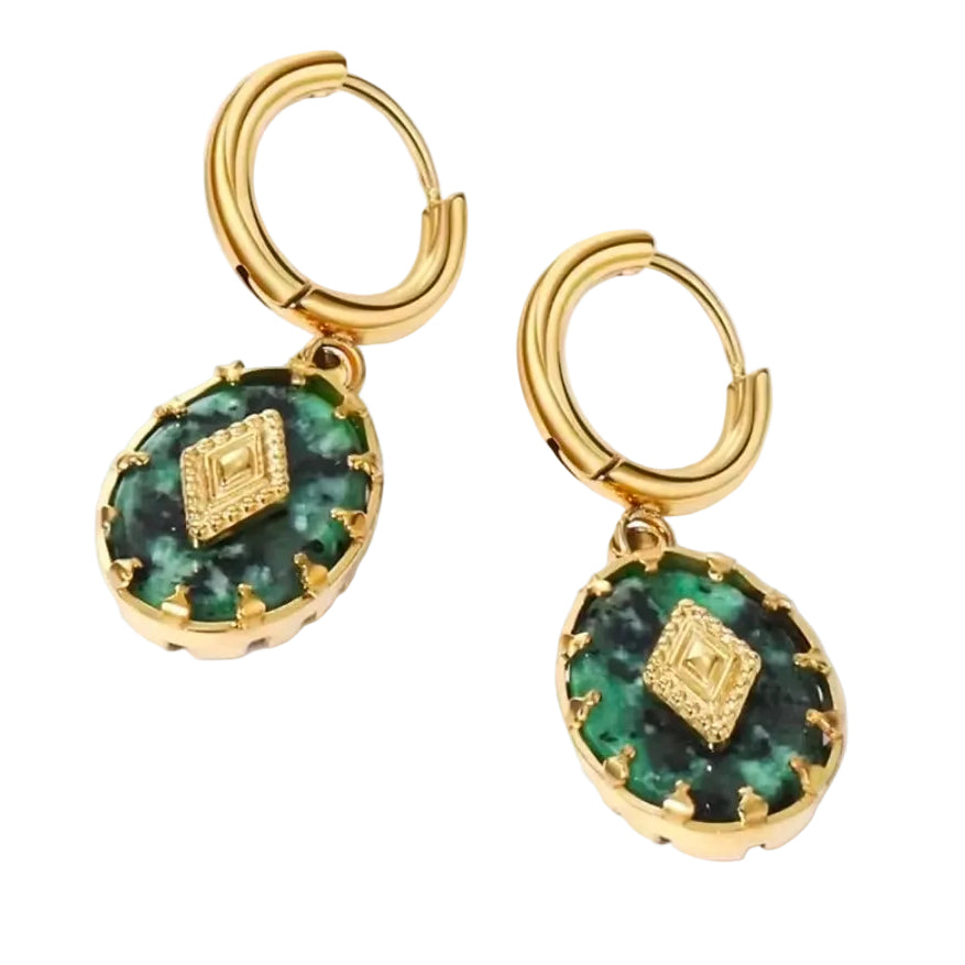 Emerald Mosaic Hoops