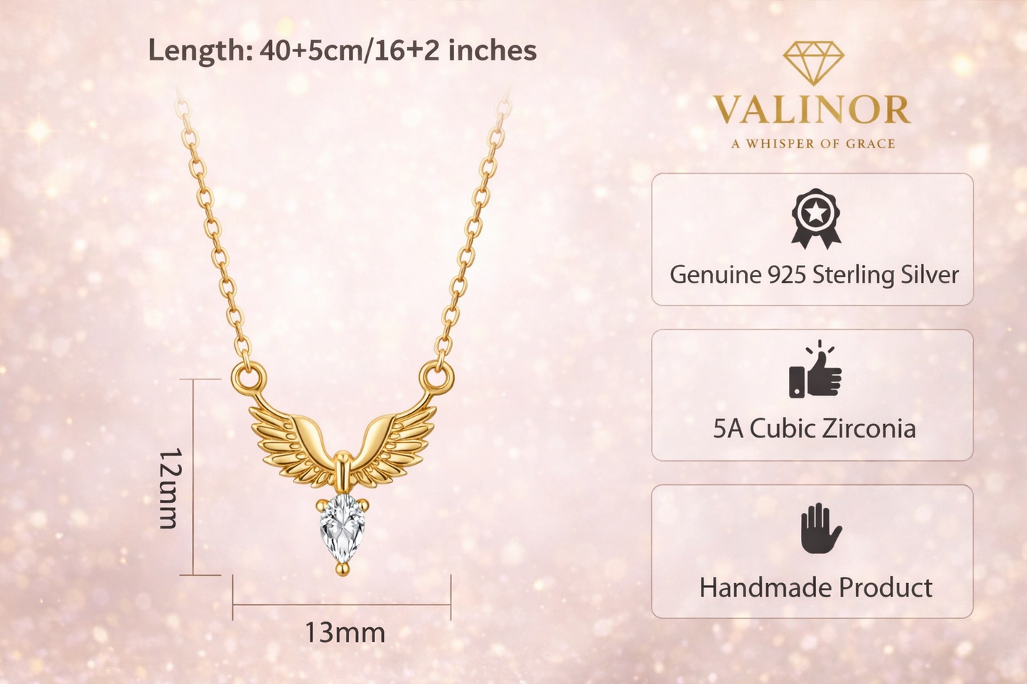 Angel Wings Drop Necklace