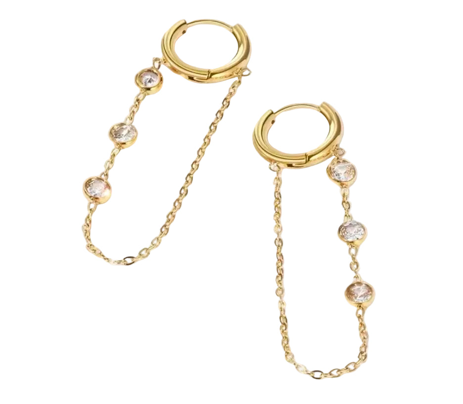 Crystal Chain Hoops