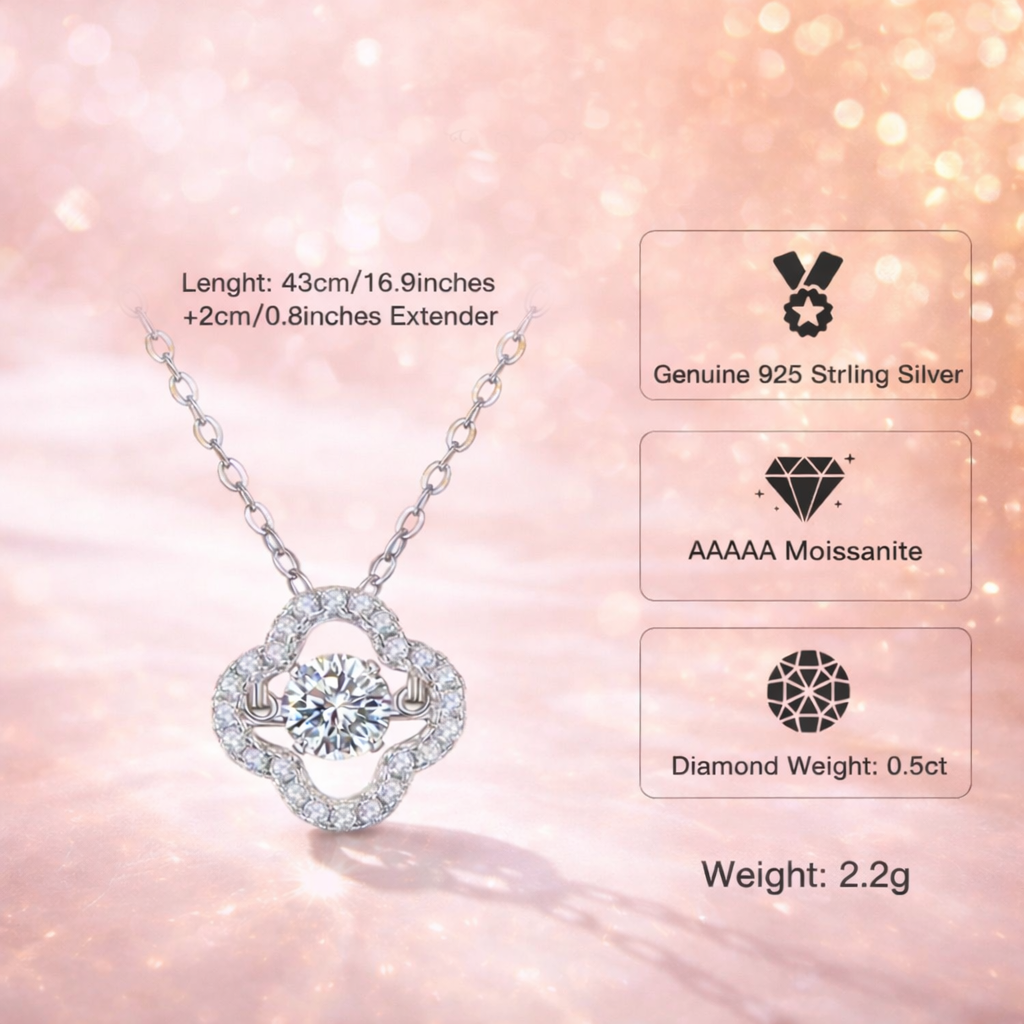 Dancing Clover Moissanite Necklace