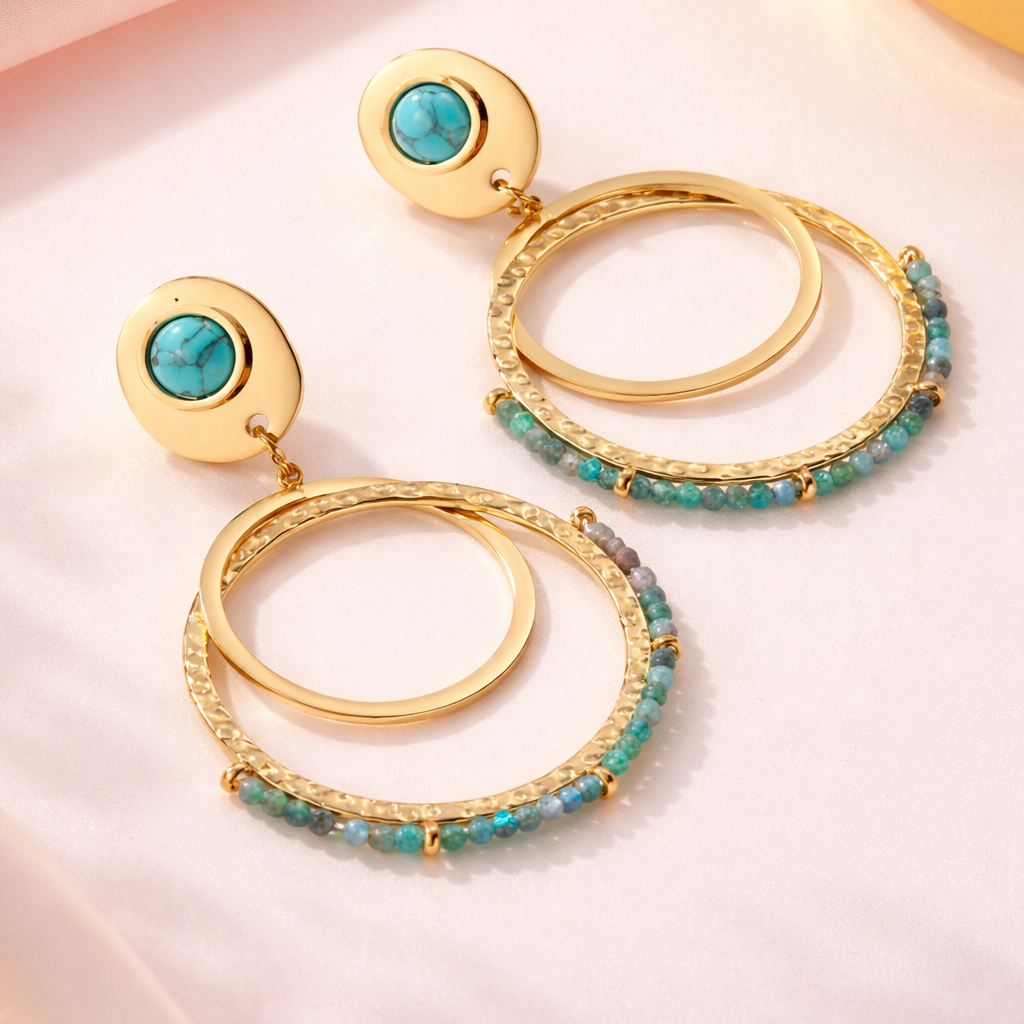 Turquoise Halo Hoops