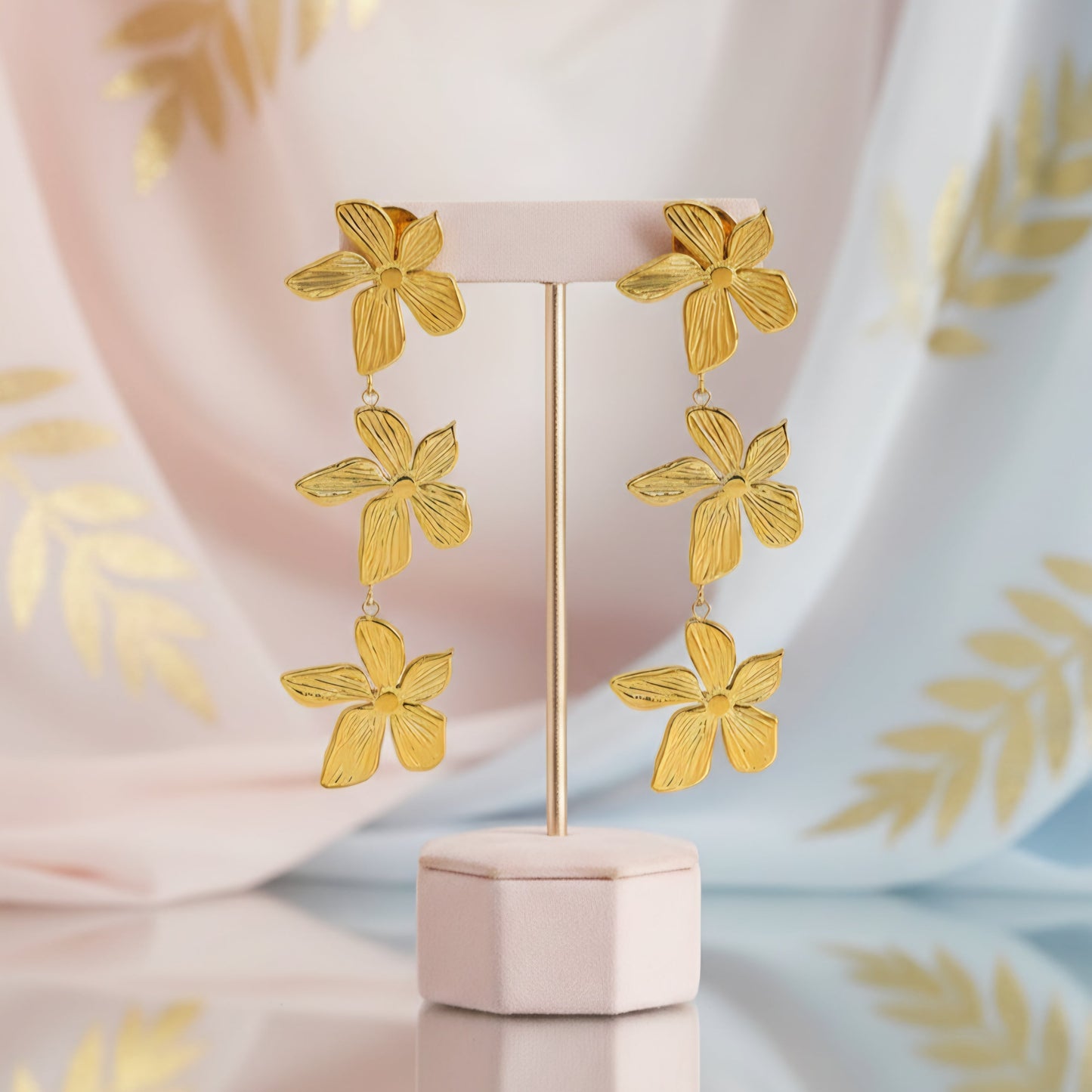 Golden Blossom Drop Earrings