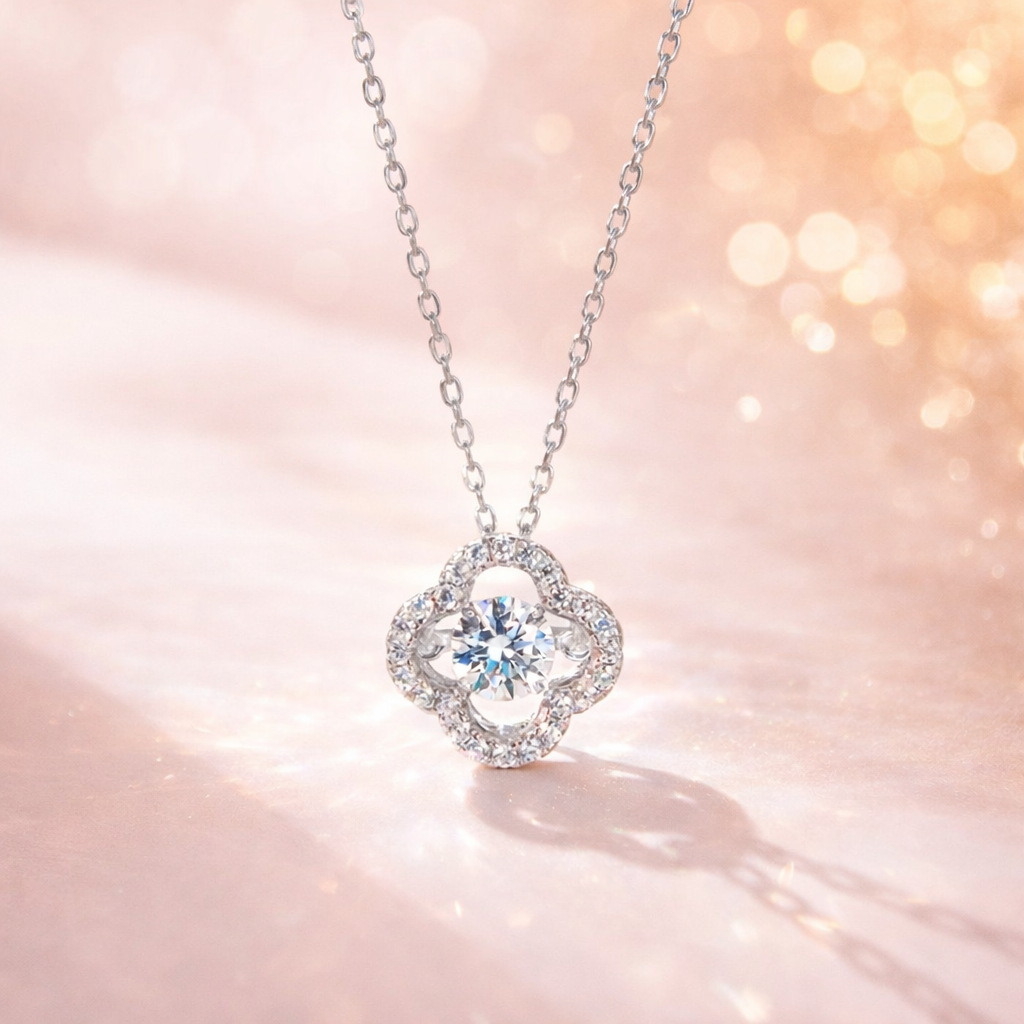 Dancing Clover Moissanite Necklace
