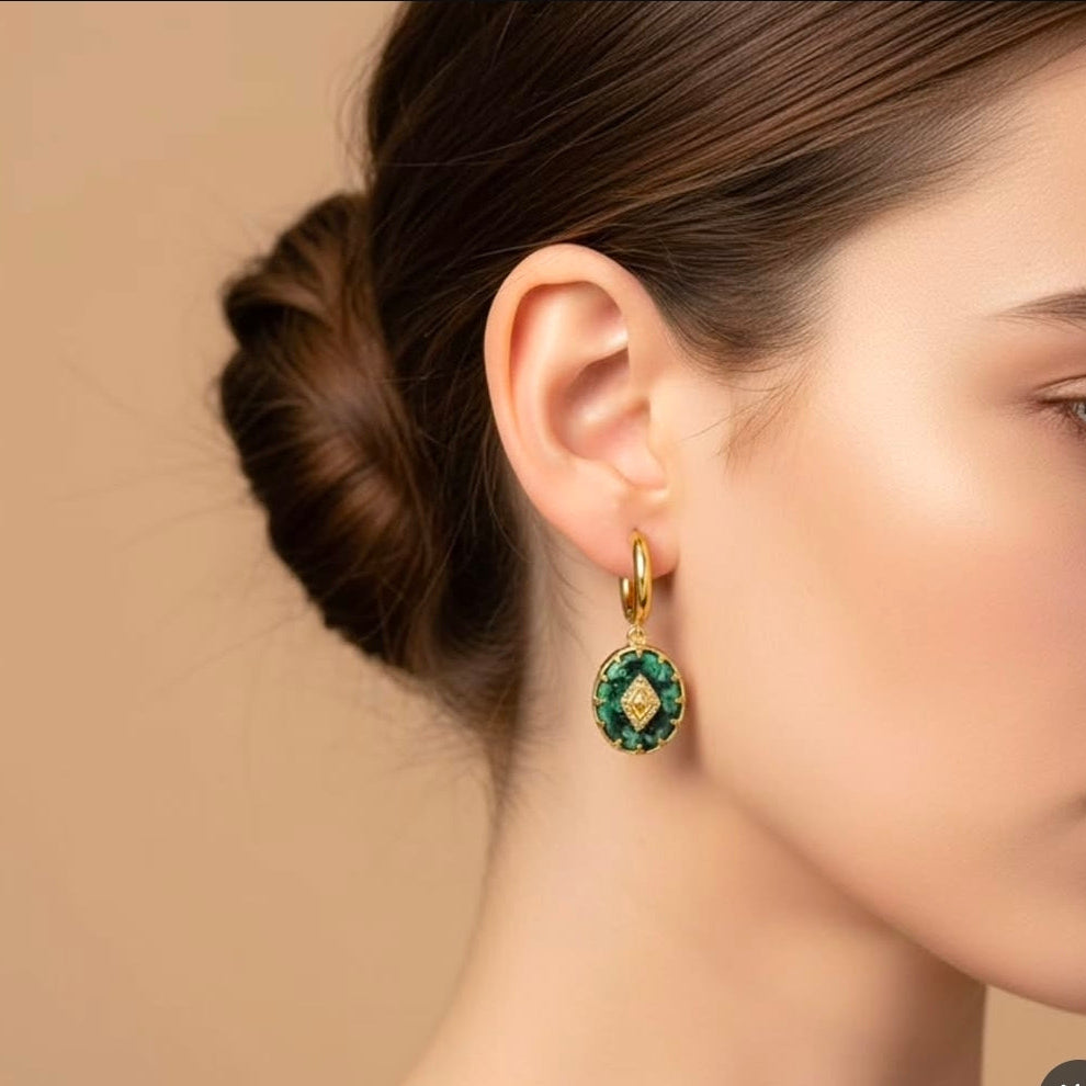 Emerald Mosaic Hoops