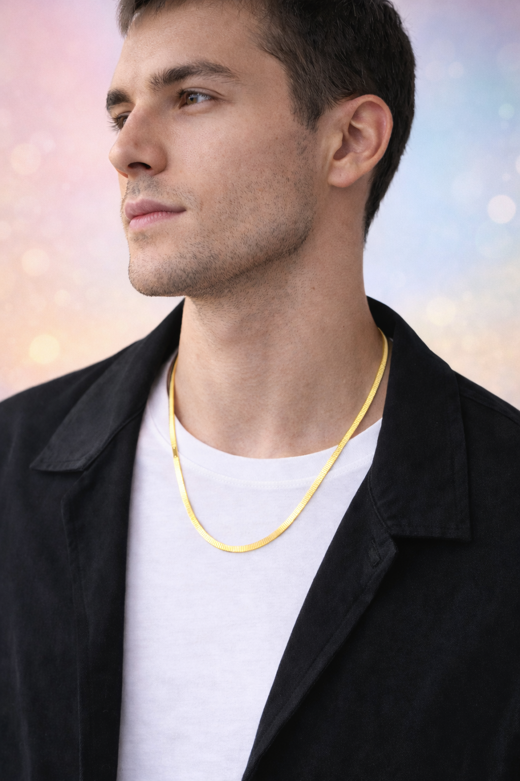 Aurex Herringbone Chain Necklace – Gold & Silver