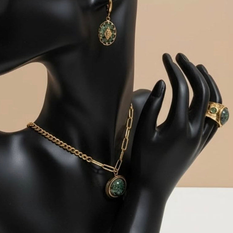 Emerald Mosaic Hoops