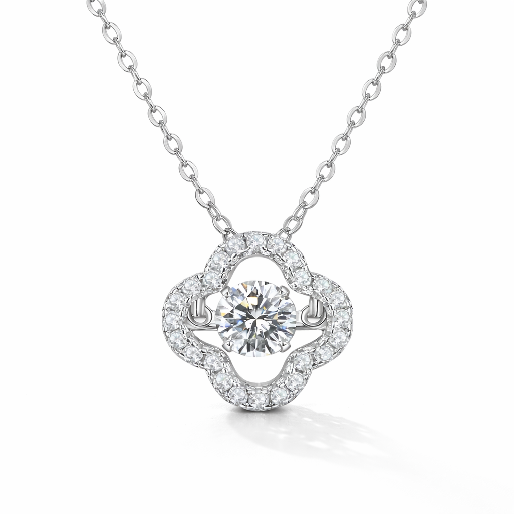 Dancing Clover Moissanite Necklace